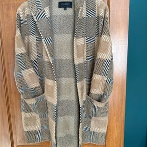 Liverpool Tan and Black Plaid Cardigan